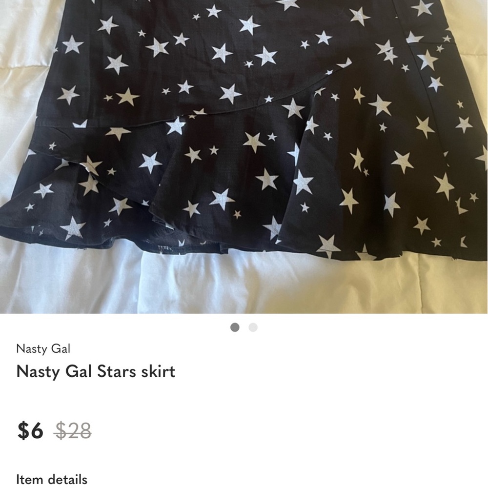 Nasty Gal Black Star-Print Ruffled Hem Skater Skirt